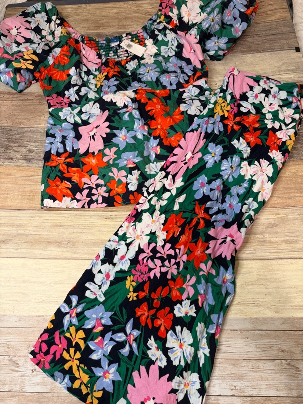 Old Navy Floral Top & Skirt Set - Multicolor Floral Print Medium